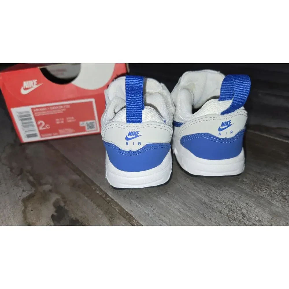 Nike Air Max 1 Easyon White/Game Royal-Neutral Gray DZ3309-104 Toddler Size 2C